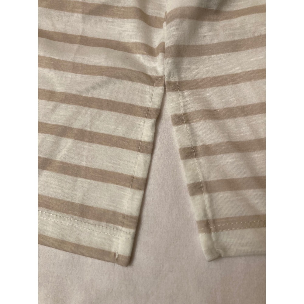 Alfred Dunner Women's M Beige Stripe Floral Print Rhinestone Lace Top - Picture 10 of 10